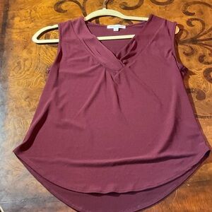 Green Envelope Burgundy Sleeveless Blouse. #84